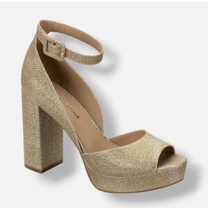 New Sun + Stone Glittering Gold Heels Sz 10 Wide